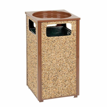 Global Industrial Square Outdoor Can, Brown, Steel, 17-1/2 in 238243BN